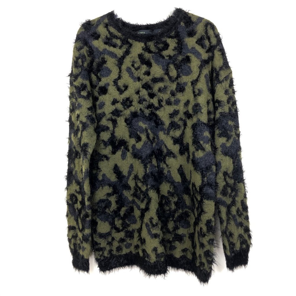Shaggy Eyelash Animal Print Sweater